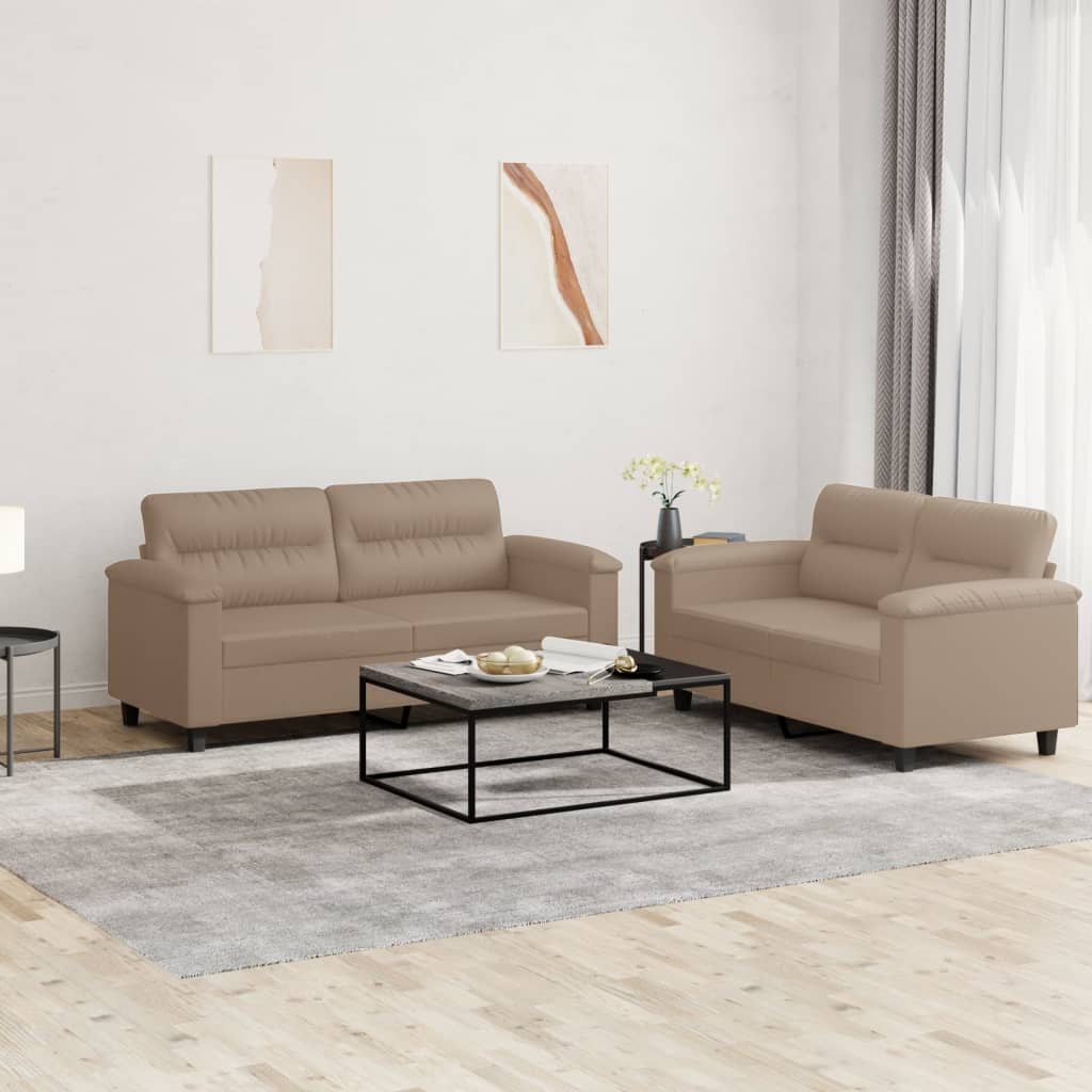 2-delige Loungeset met kussens kunstleer cappuccino
