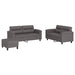 3-delige Loungeset met kussens kunstleer grijs