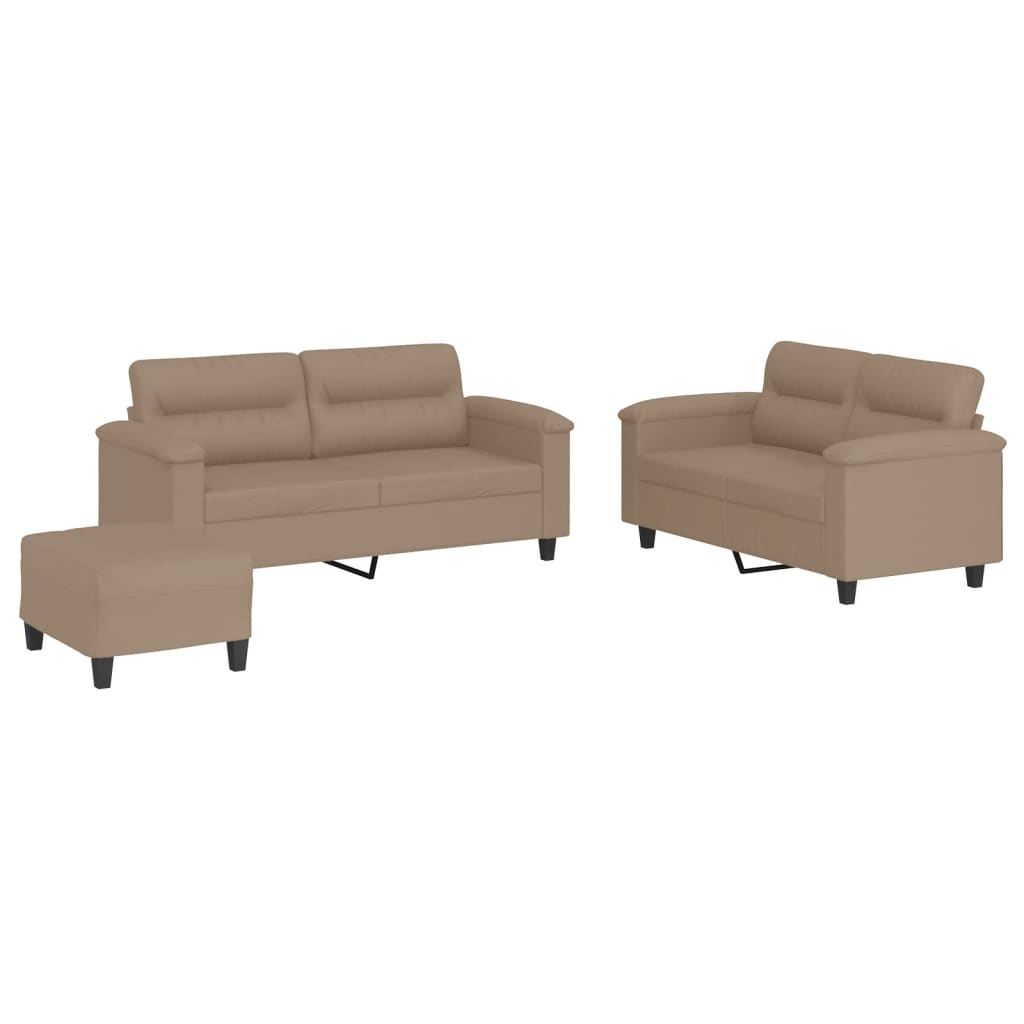 3-delige Loungeset met kussens kunstleer cappuccino