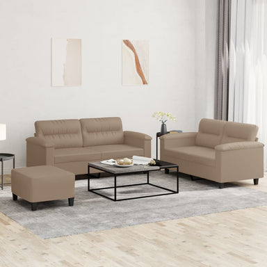 3-delige Loungeset met kussens kunstleer cappuccino