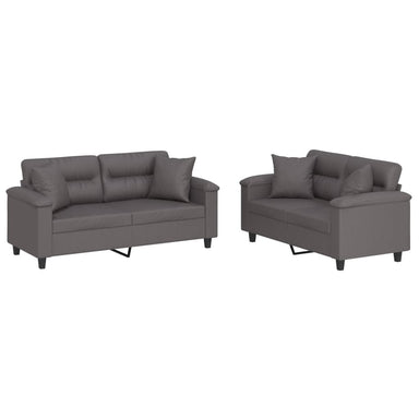 2-delige Loungeset met kussens kunstleer grijs