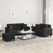 3-delige Loungeset met kussens kunstleer zwart