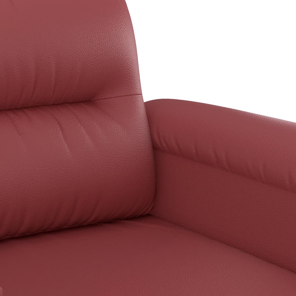 3-delige Loungeset met kussens kunstleer wijnrood