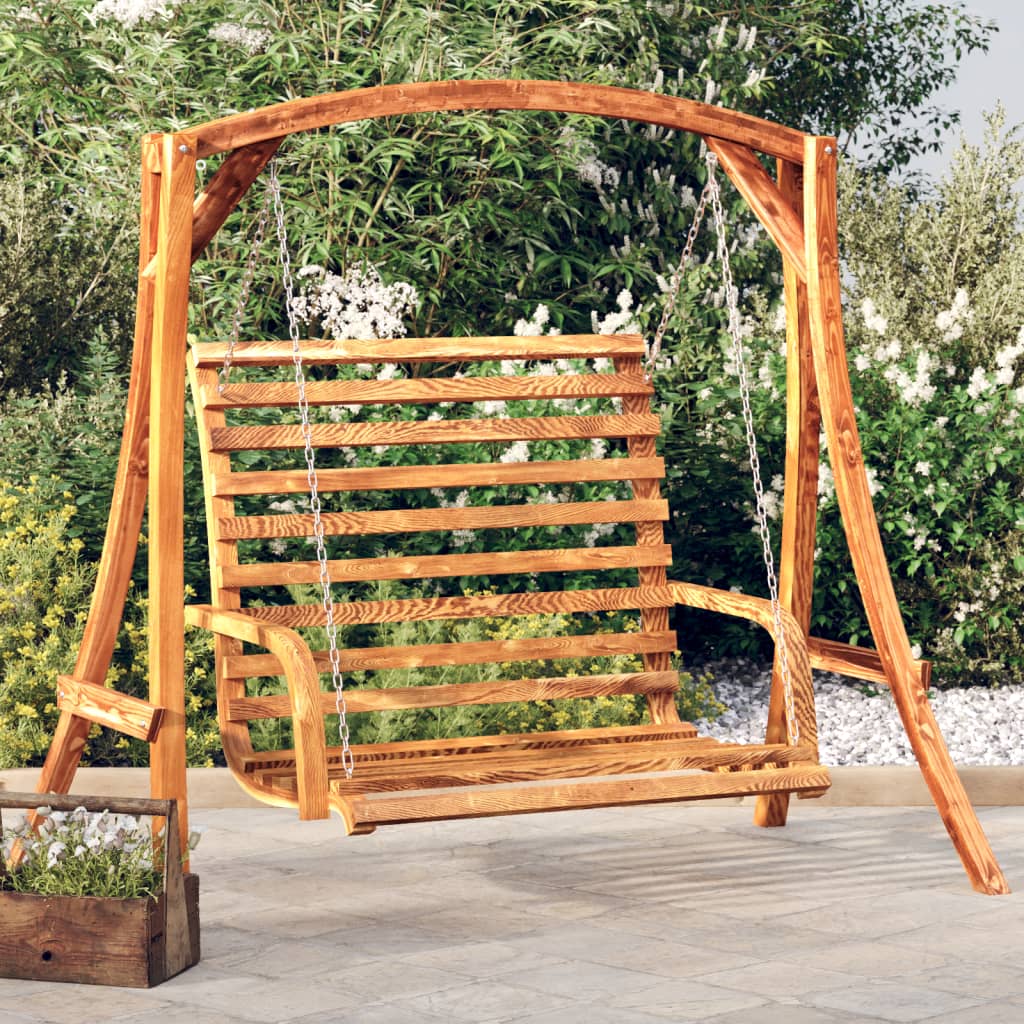 Schommelbank vurenhout met teak afwerking