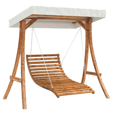 Schommelbed met luifel vurenhout met teak afwerking