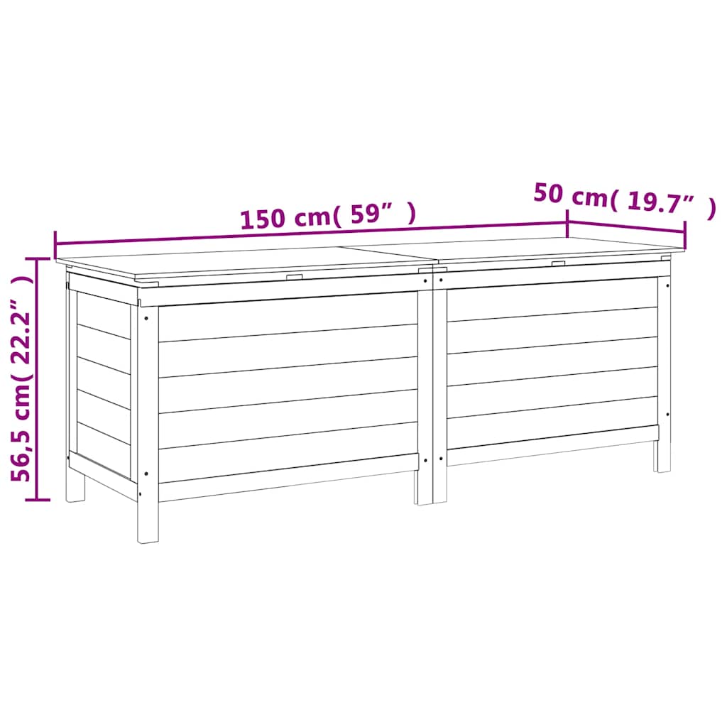 Tuinbox 150x50x56,5 cm massief vurenhout bruin