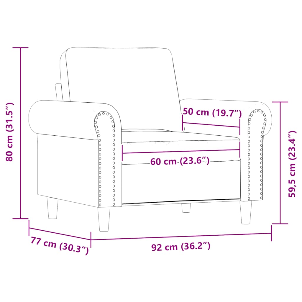 Fauteuil 60 cm kunstleer wijnrood