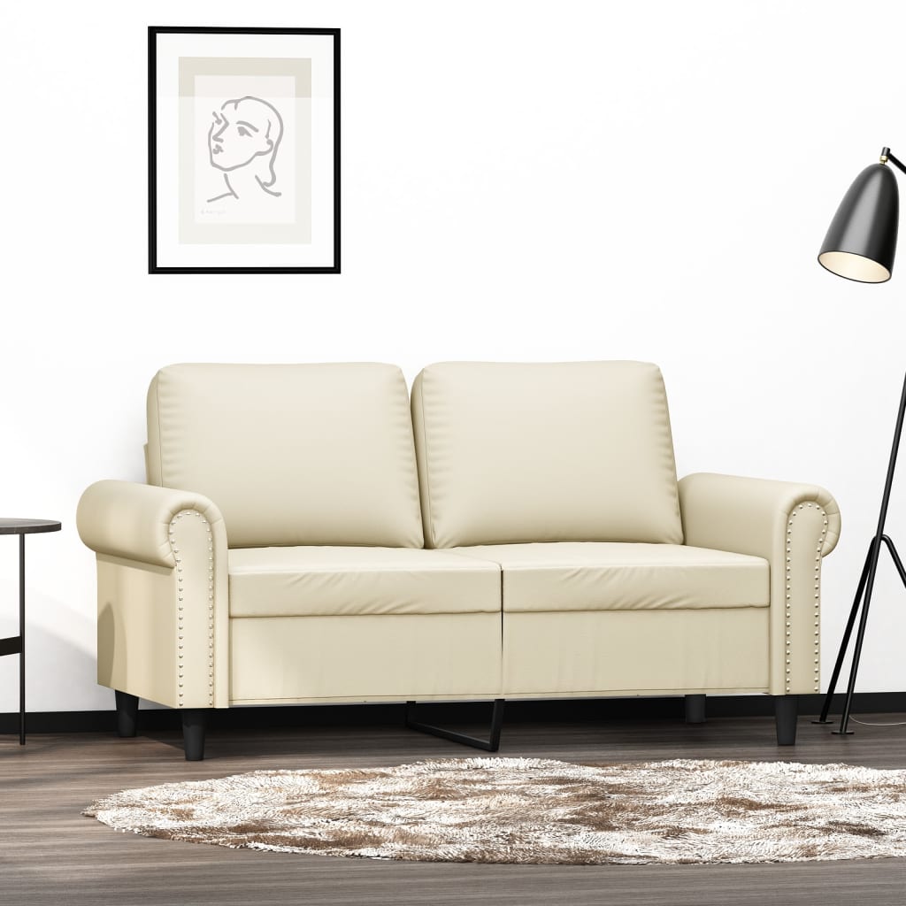 Tweezitsbank 120 cm kunstleer crèmekleurig