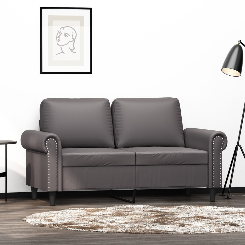 Tweezitsbank 120 cm kunstleer grijs