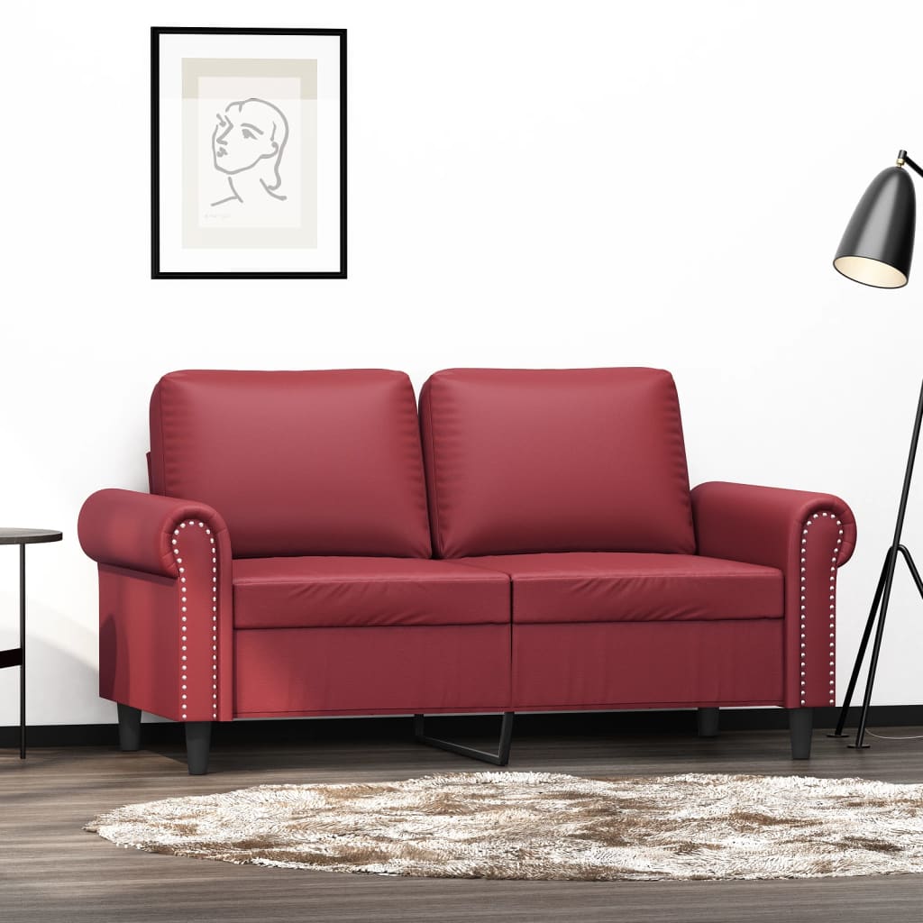 Tweezitsbank 120 cm kunstleer wijnrood