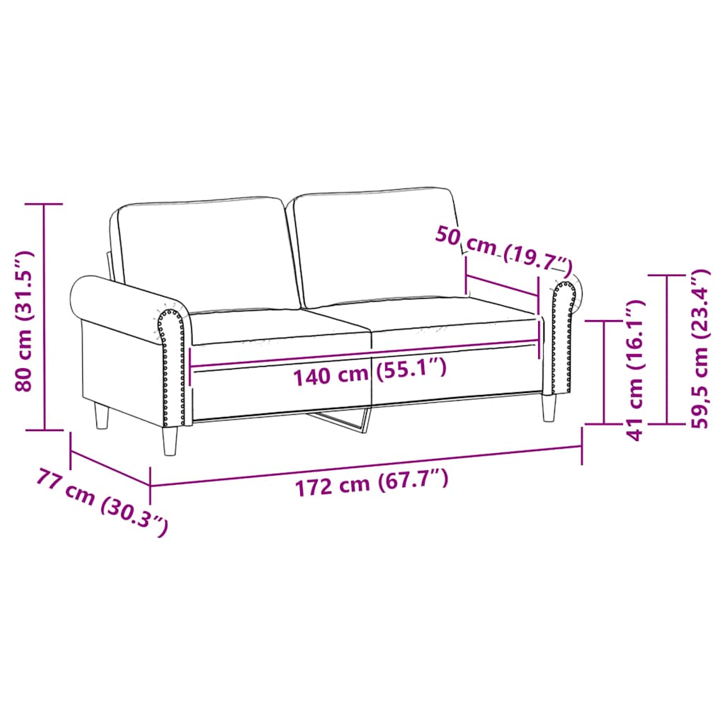 Tweezitsbank 140 cm kunstleer crèmekleurig