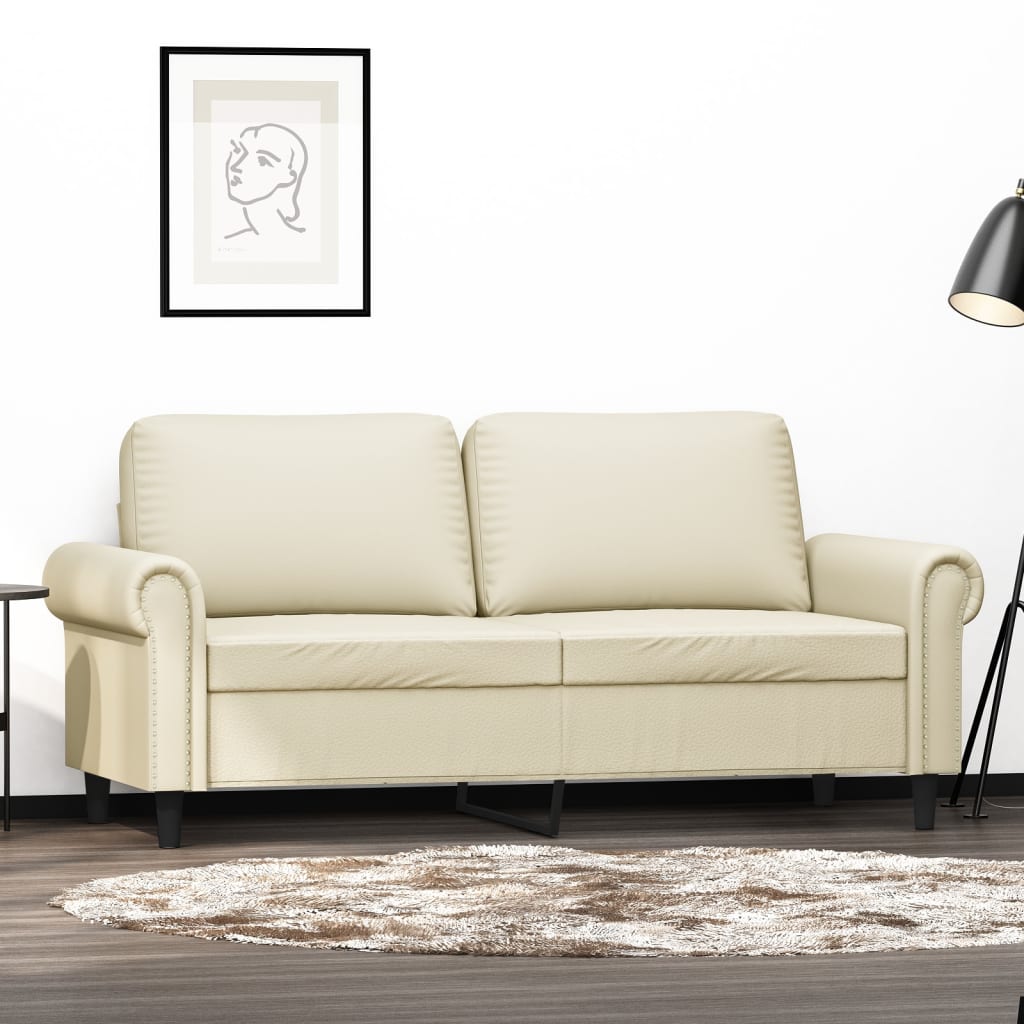 Tweezitsbank 140 cm kunstleer crèmekleurig
