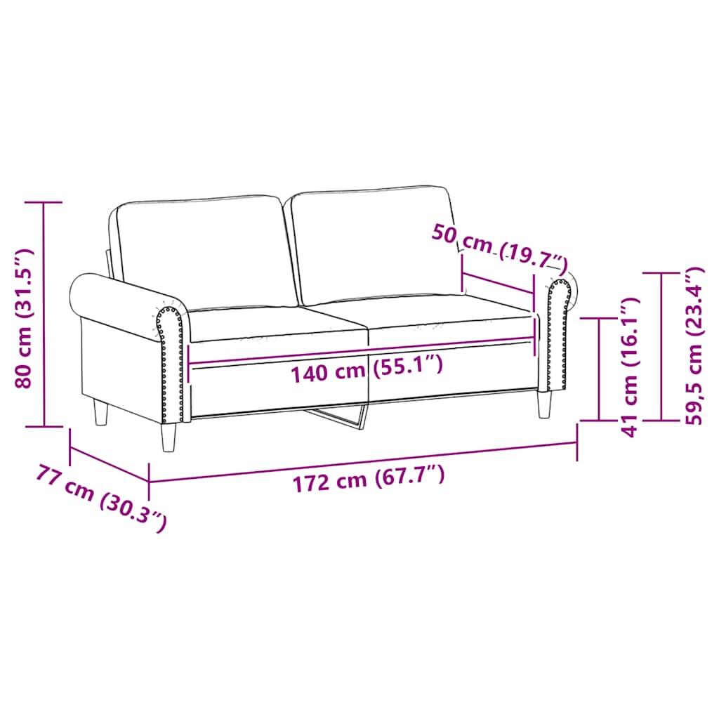 Tweezitsbank 140 cm kunstleer grijs