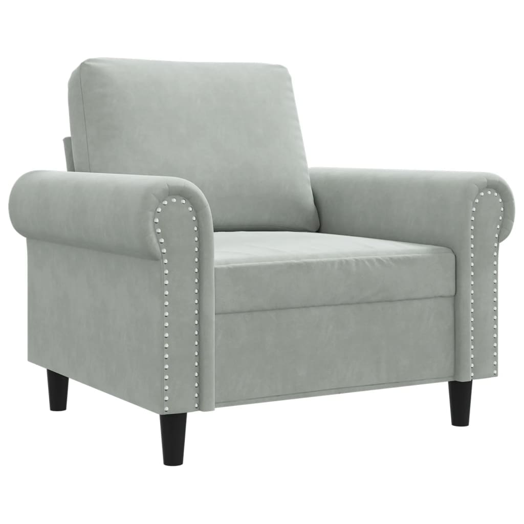 Fauteuil 60 cm fluweel lichtgrijs