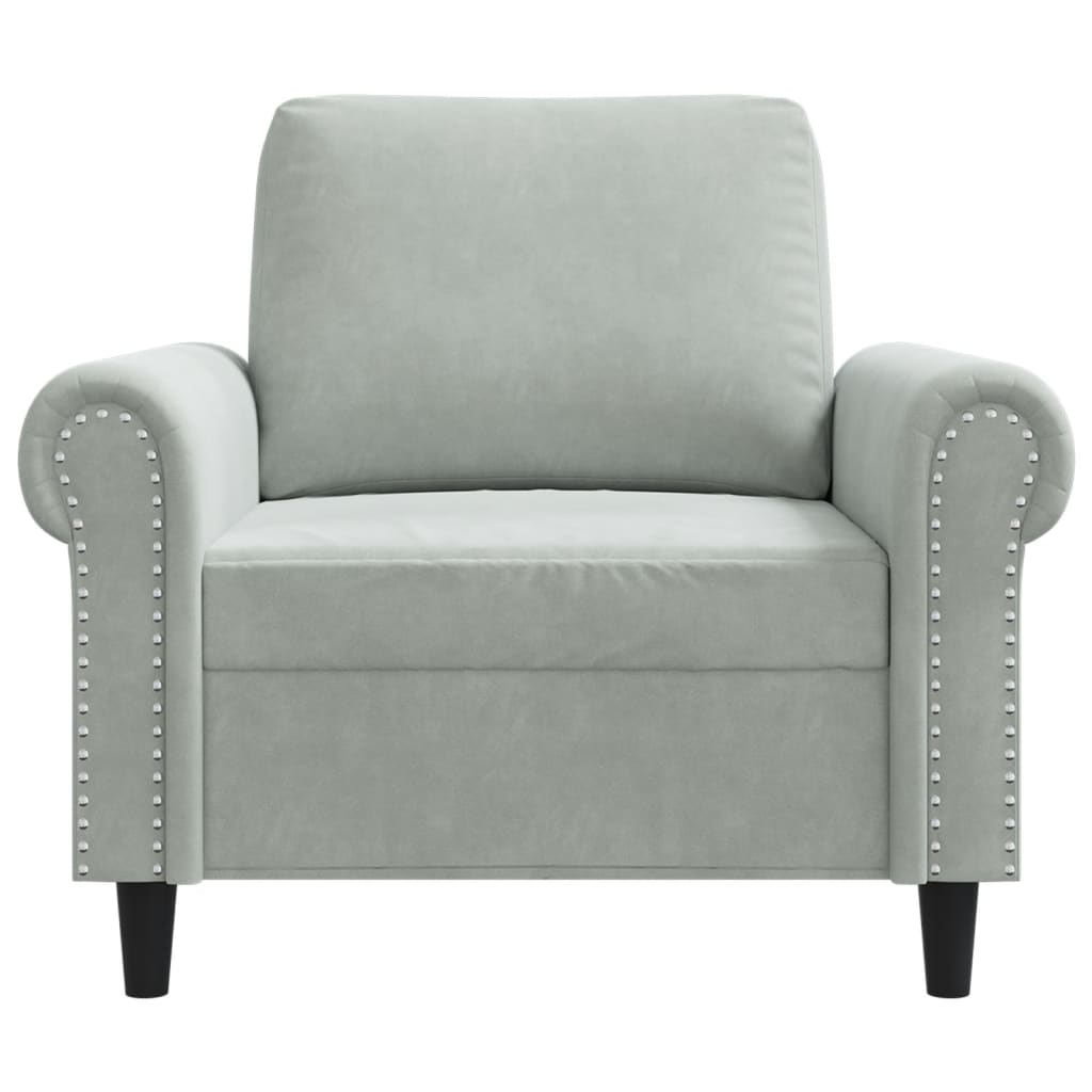 Fauteuil 60 cm fluweel lichtgrijs