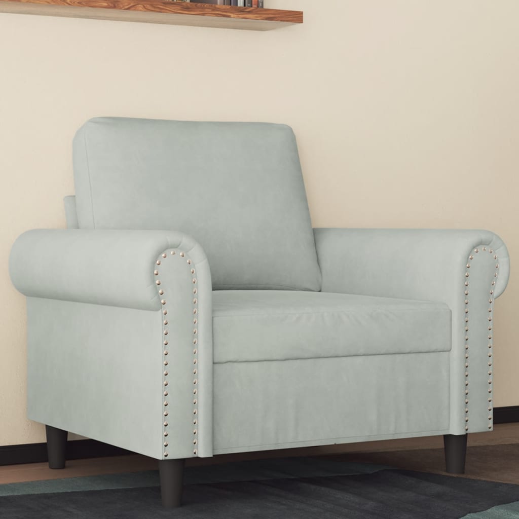Fauteuil 60 cm fluweel lichtgrijs