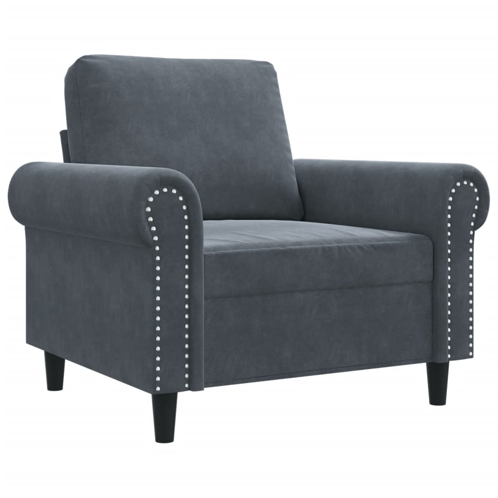 Fauteuil 60 cm fluweel donkergrijs