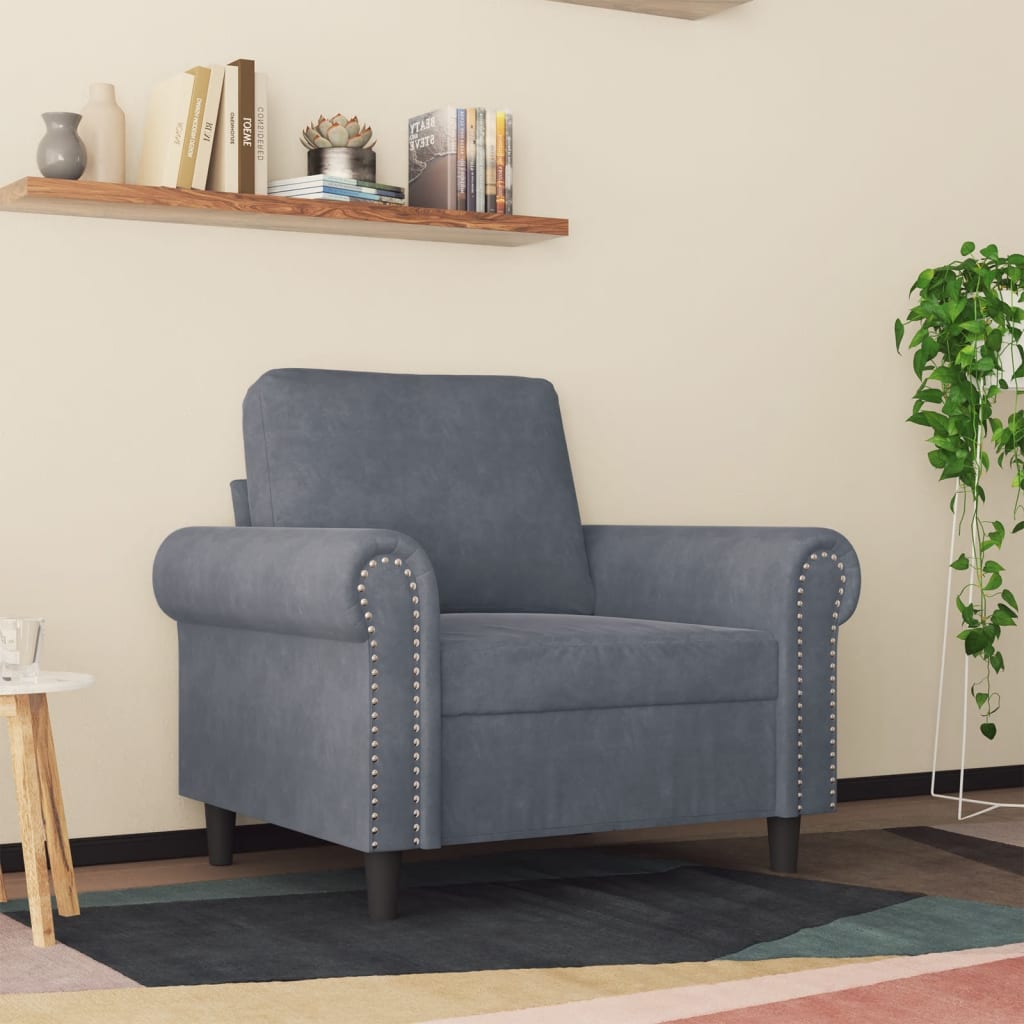 Fauteuil 60 cm fluweel donkergrijs