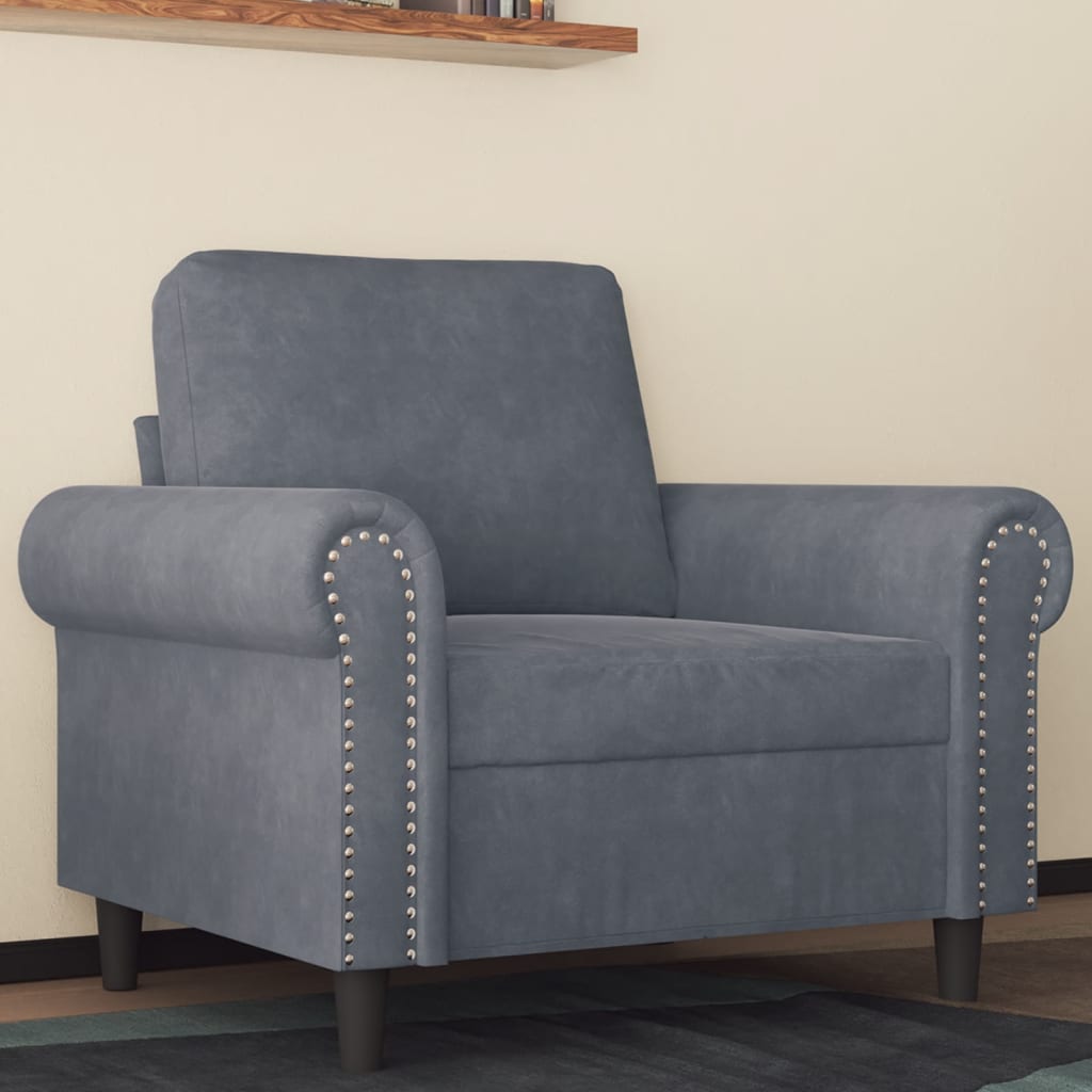 Fauteuil 60 cm fluweel donkergrijs