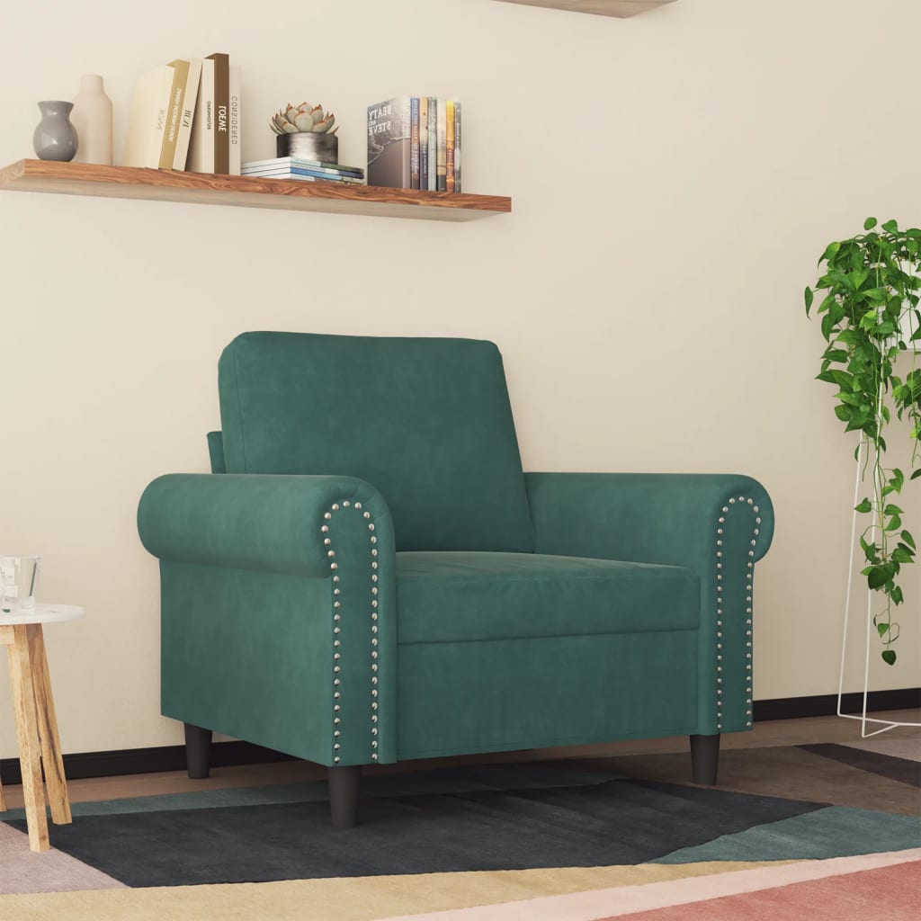Fauteuil 60 cm fluweel donkergroen