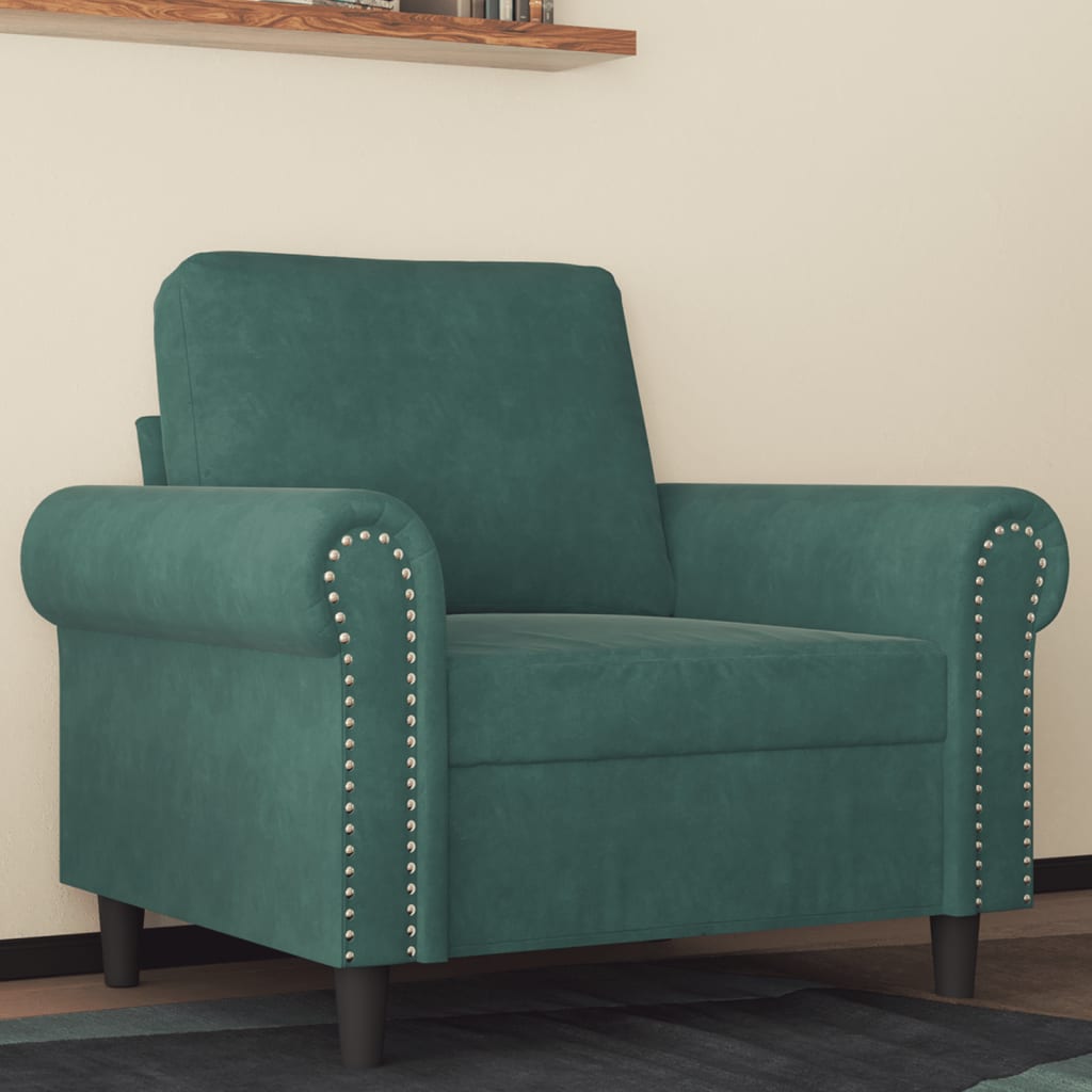 Fauteuil 60 cm fluweel donkergroen