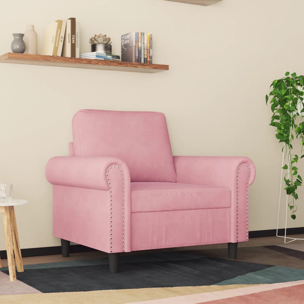 Fauteuil 60 cm fluweel roze