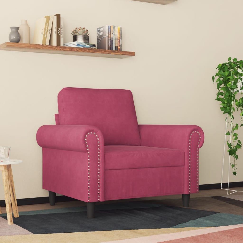 Fauteuil 60 cm fluweel wijnrood