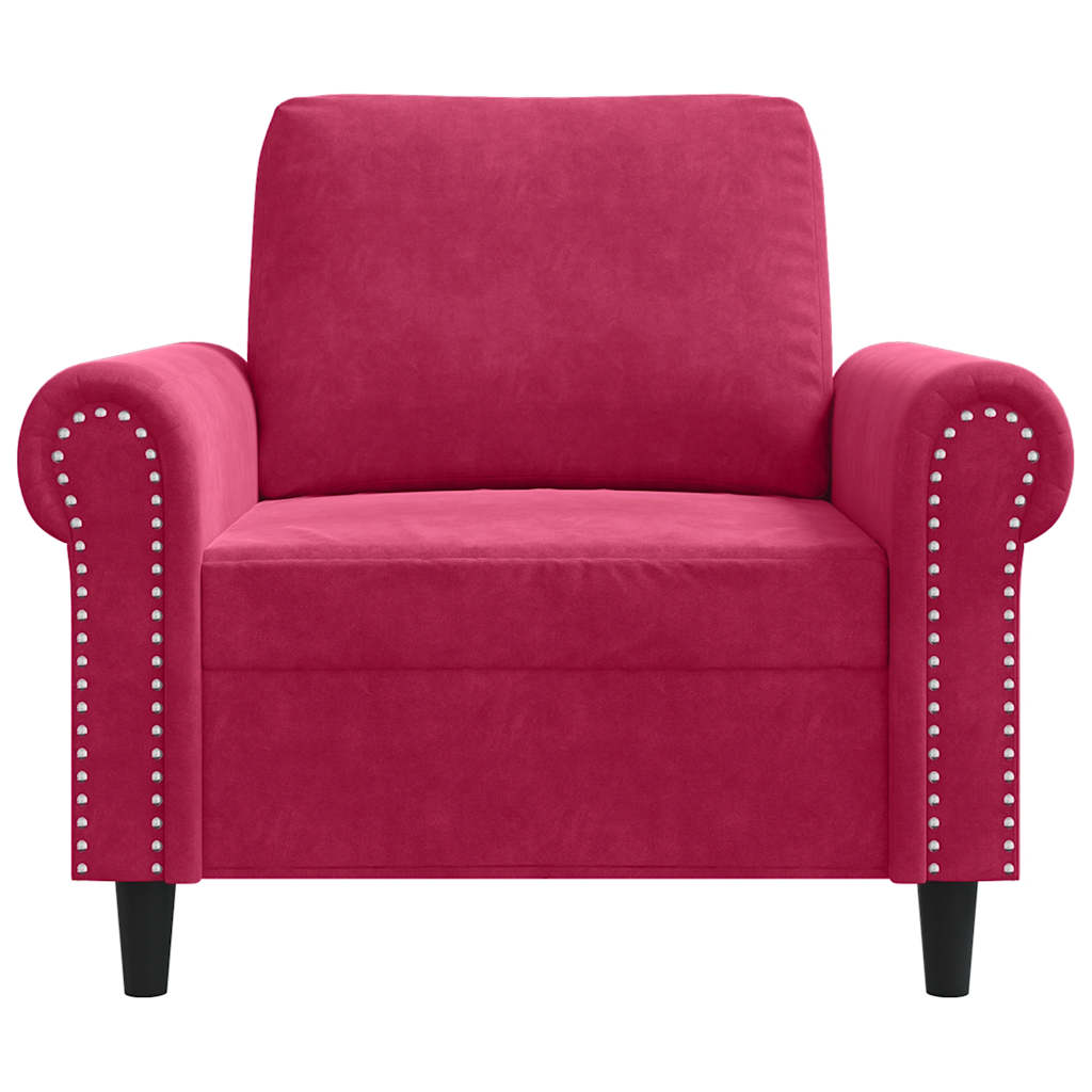 Fauteuil 60 cm fluweel wijnrood