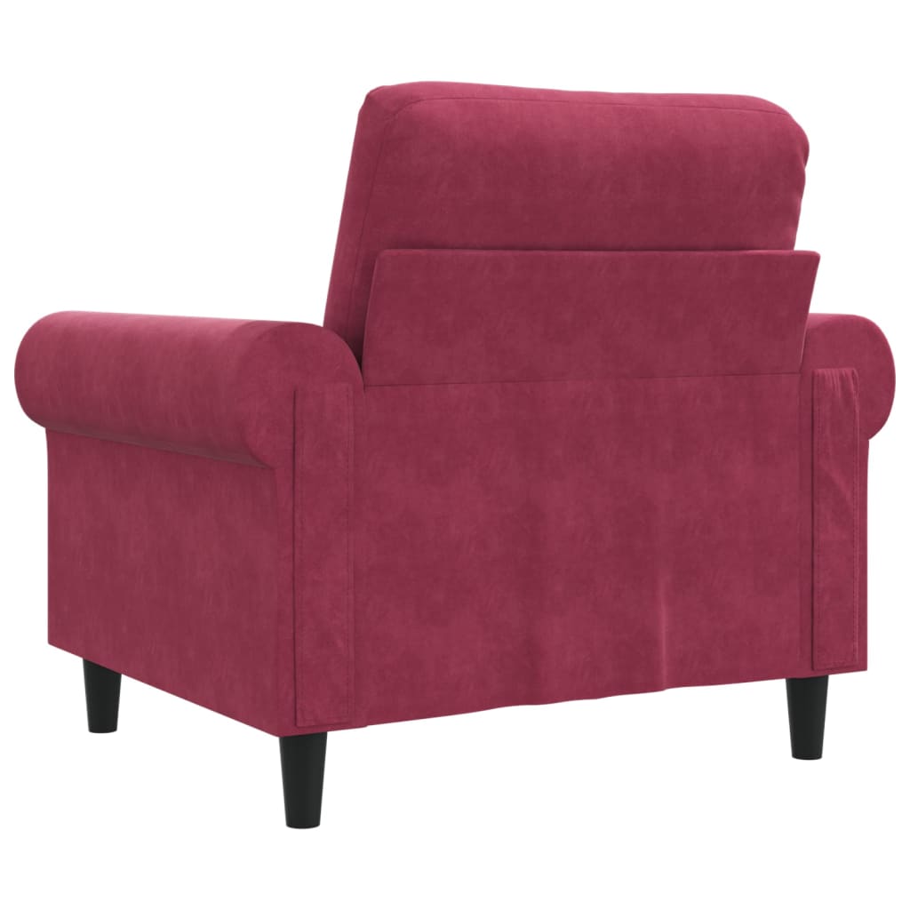 Fauteuil 60 cm fluweel wijnrood
