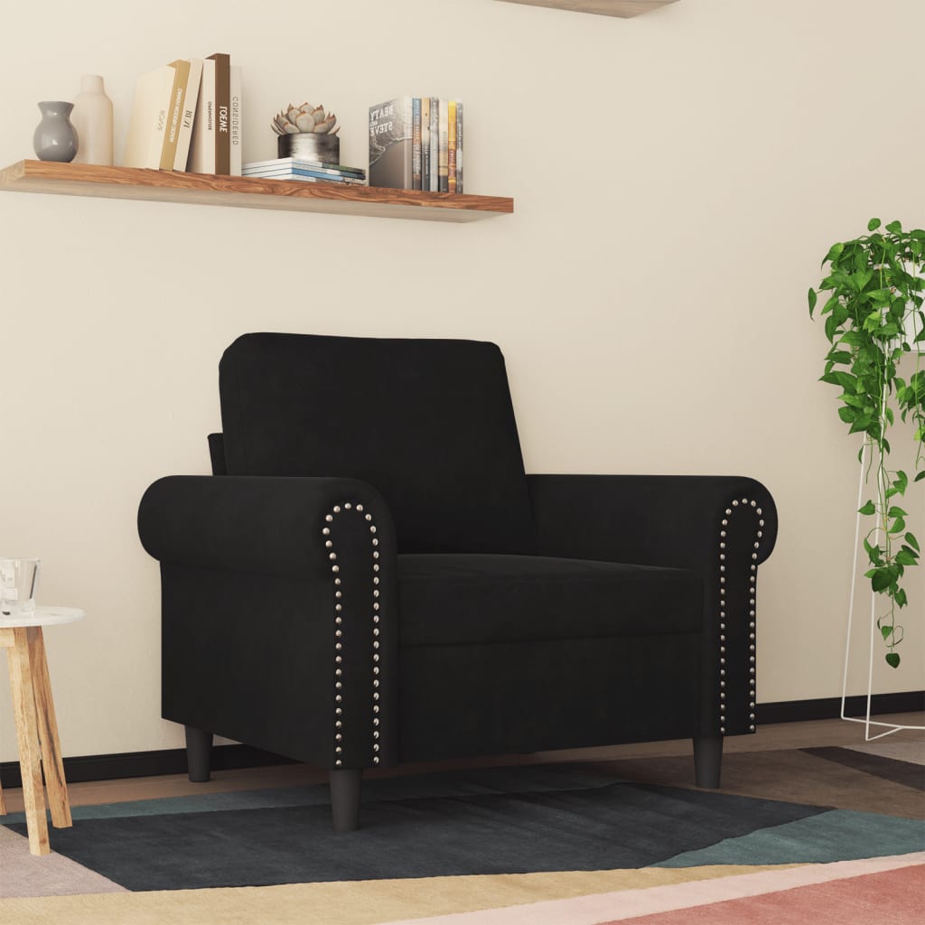 Fauteuil 60 cm fluweel zwart
