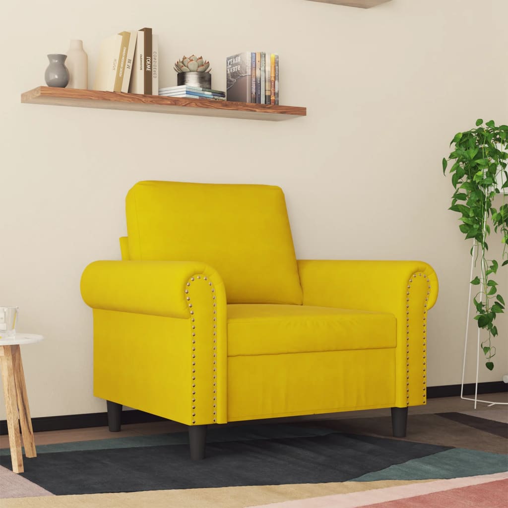 Fauteuil 60 cm fluweel geel