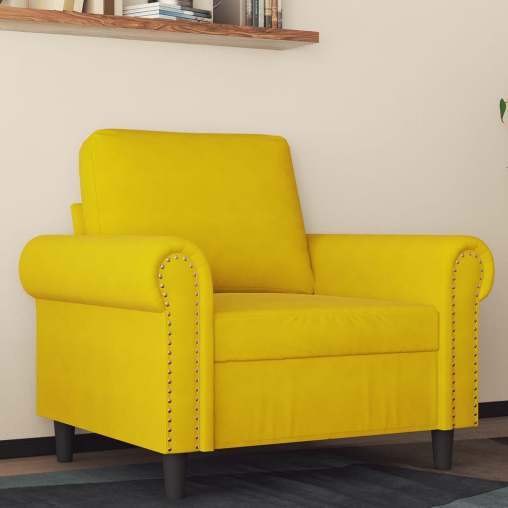 Fauteuil 60 cm fluweel geel