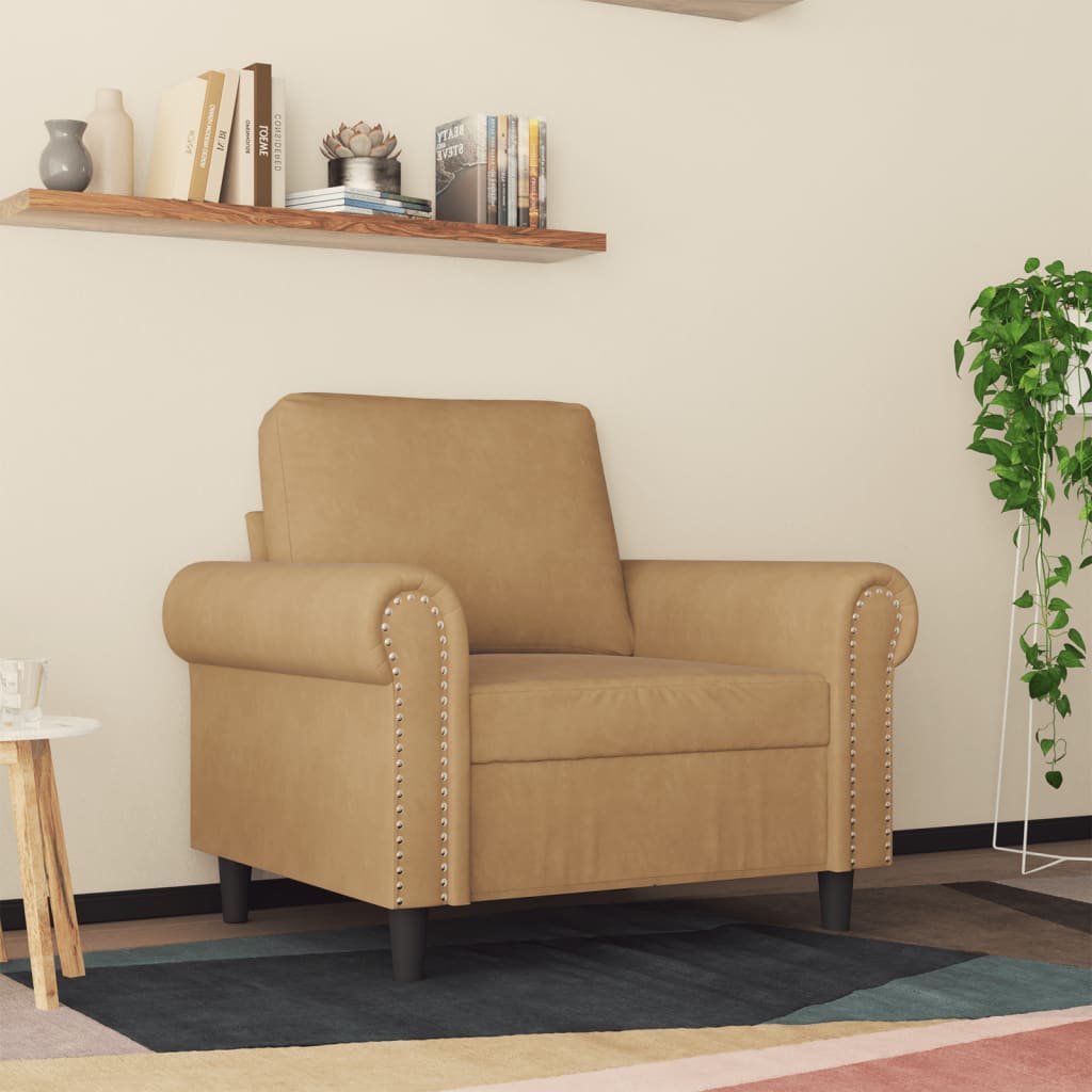 Fauteuil 60 cm fluweel bruin