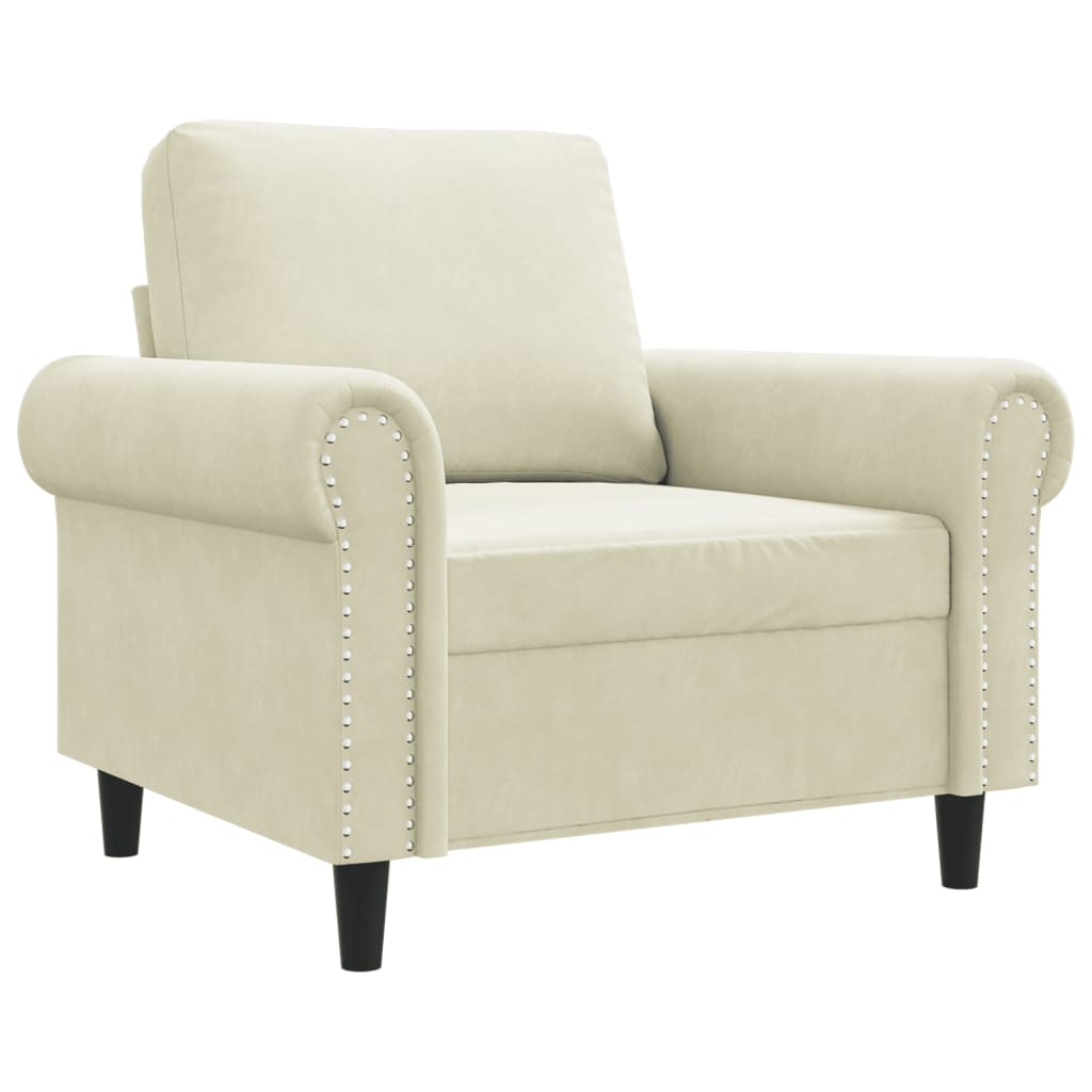 Fauteuil 60 cm fluweel crèmekleurig