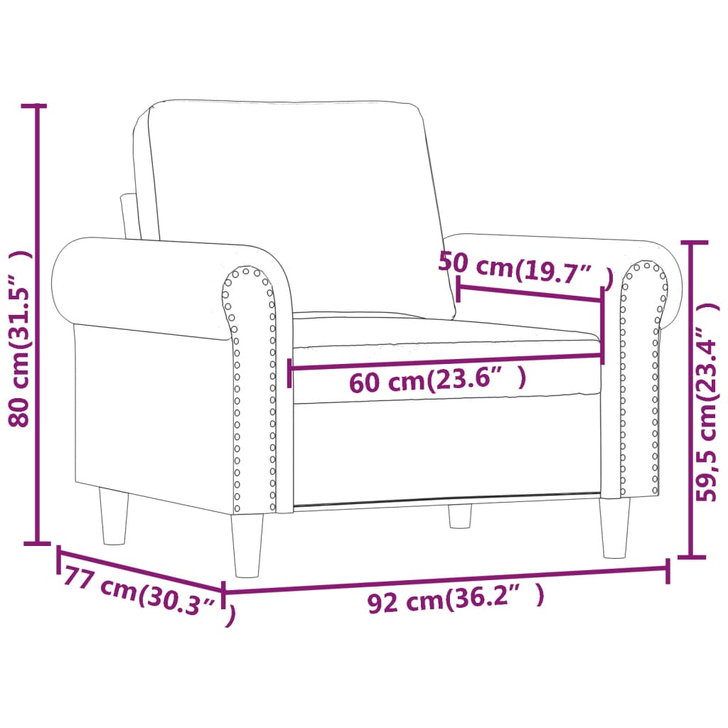 Fauteuil 60 cm fluweel crèmekleurig