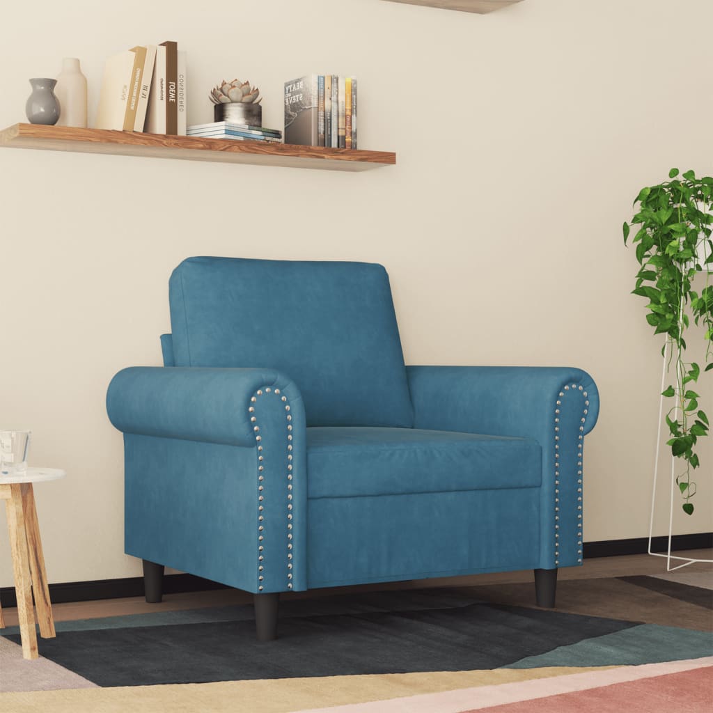 Fauteuil 60 cm fluweel blauw