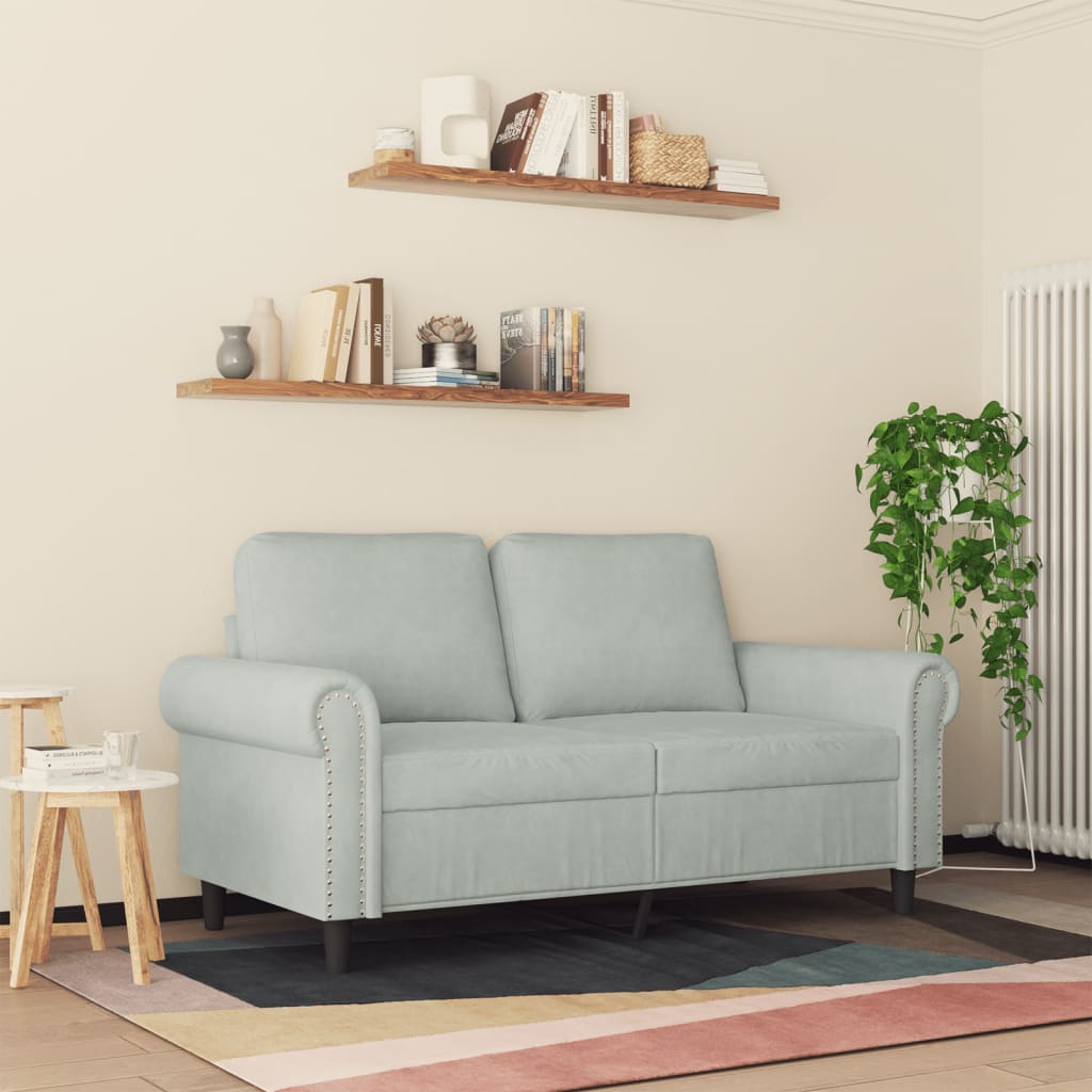 Tweezitsbank 120 cm fluweel lichtgrijs