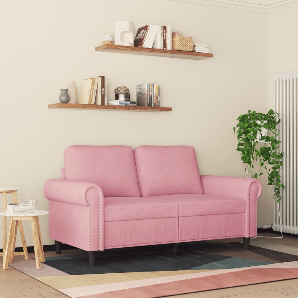 Tweezitsbank 120 cm fluweel roze
