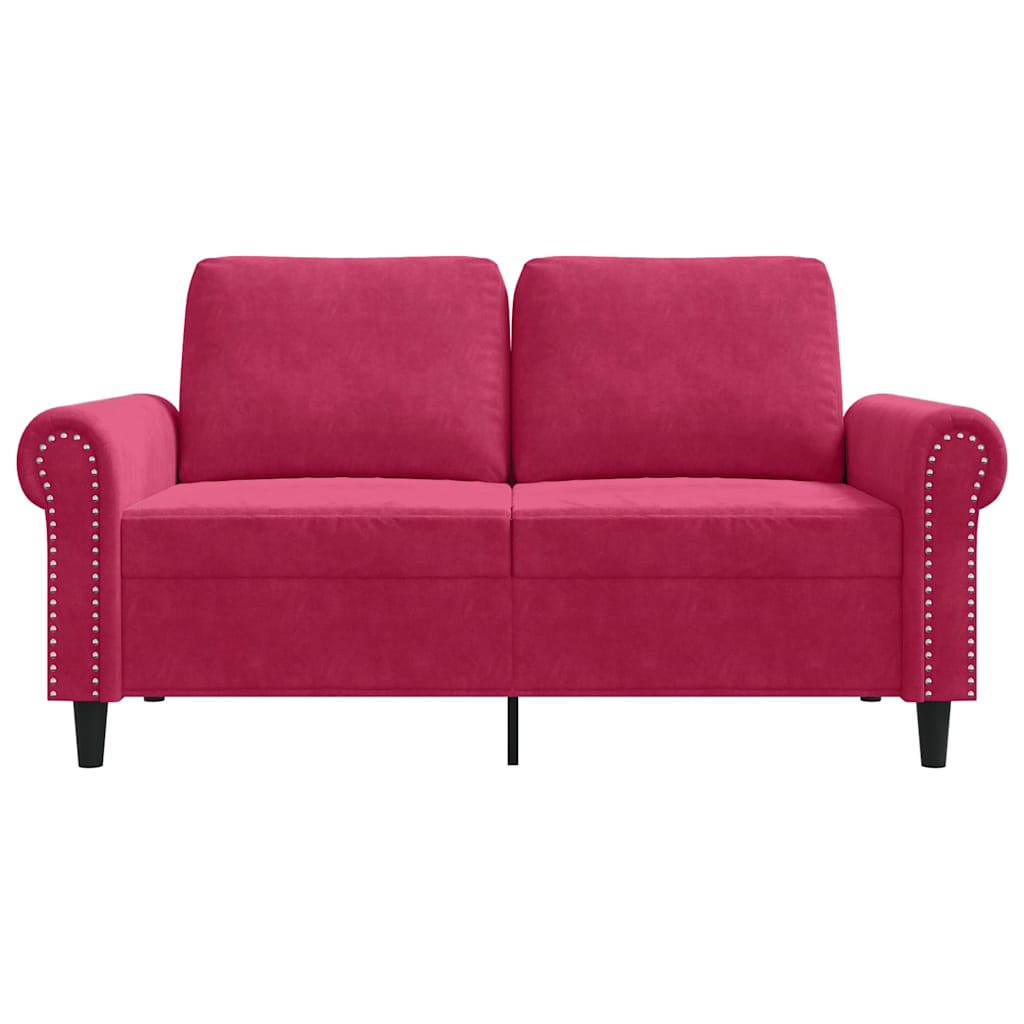 Tweezitsbank 120 cm fluweel wijnrood