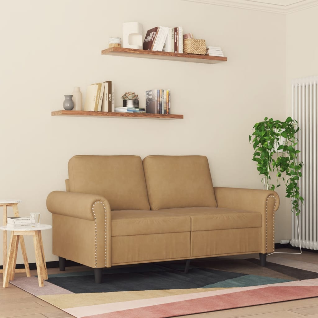 Tweezitsbank 120 cm fluweel bruin
