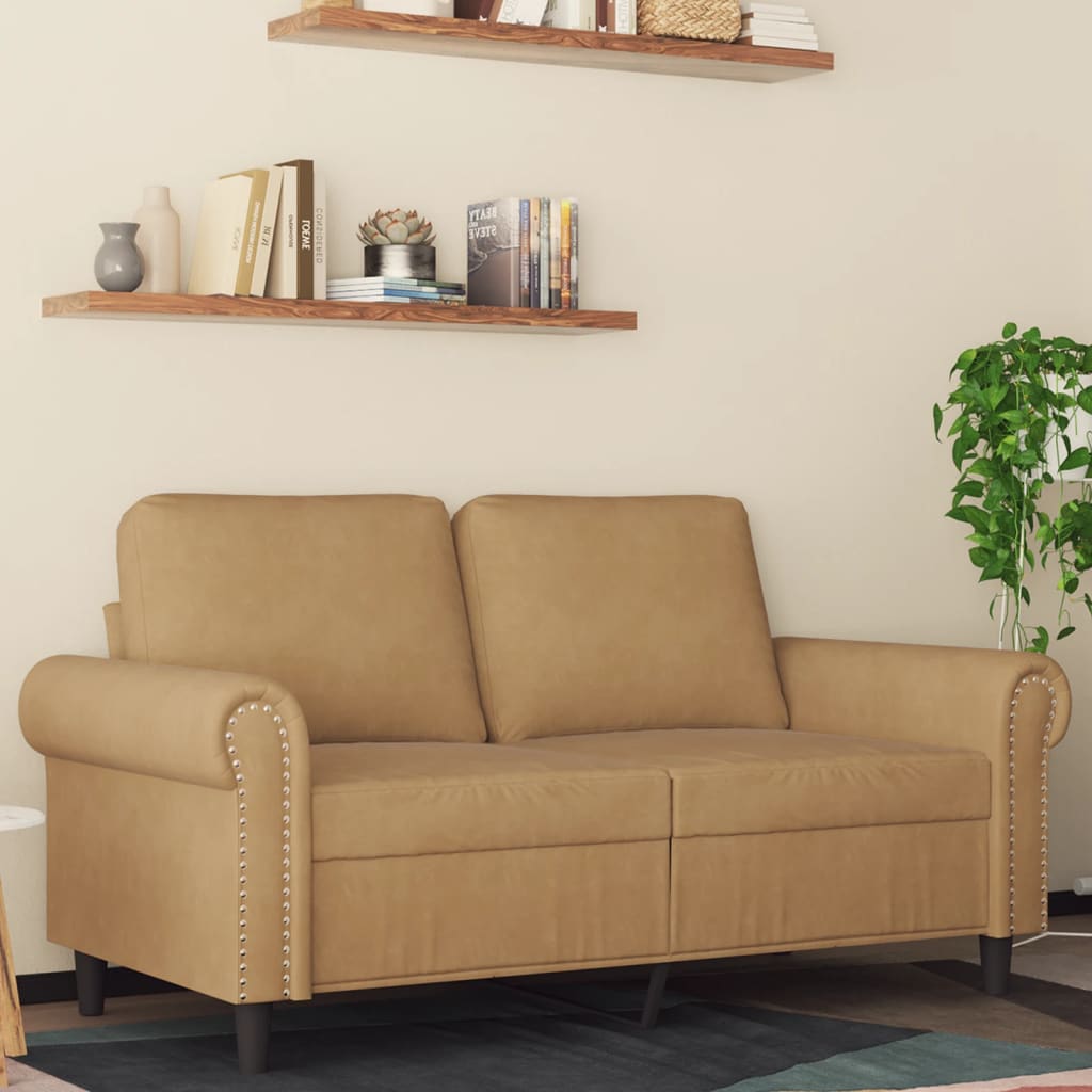 Tweezitsbank 120 cm fluweel bruin