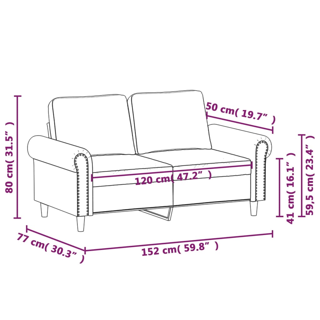 Tweezitsbank 120 cm fluweel crèmekleurig