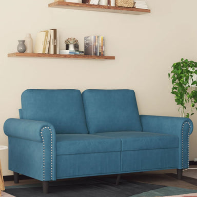 Tweezitsbank 120 cm fluweel blauw
