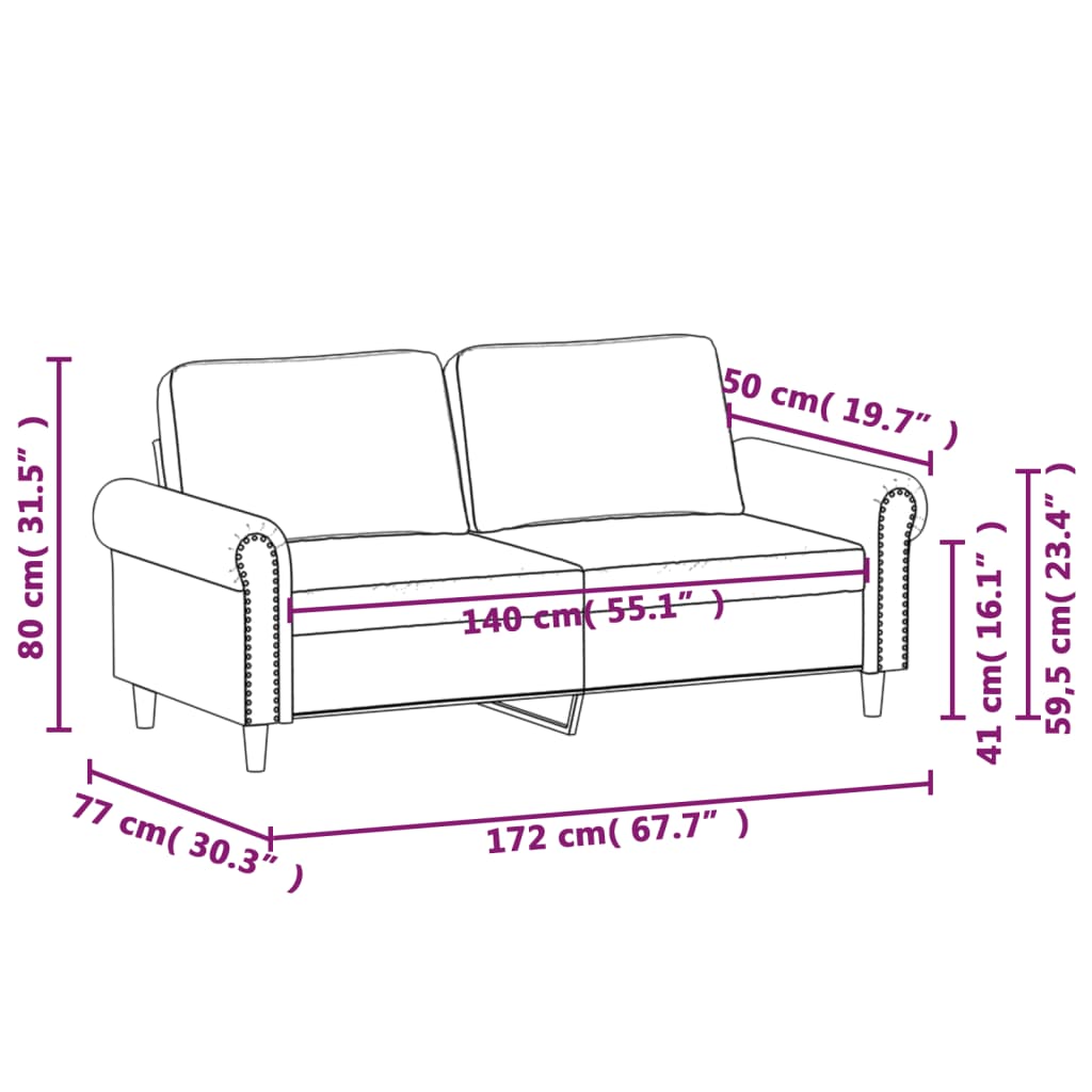 Tweezitsbank 140 cm fluweel geel