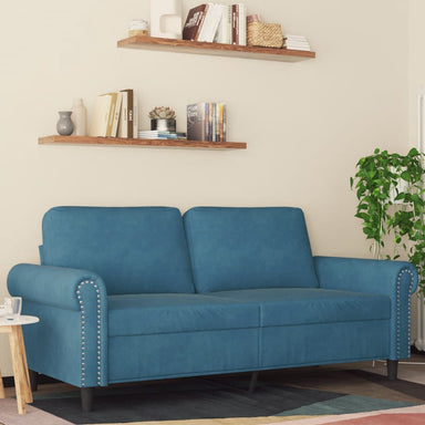 Tweezitsbank 140 cm fluweel blauw