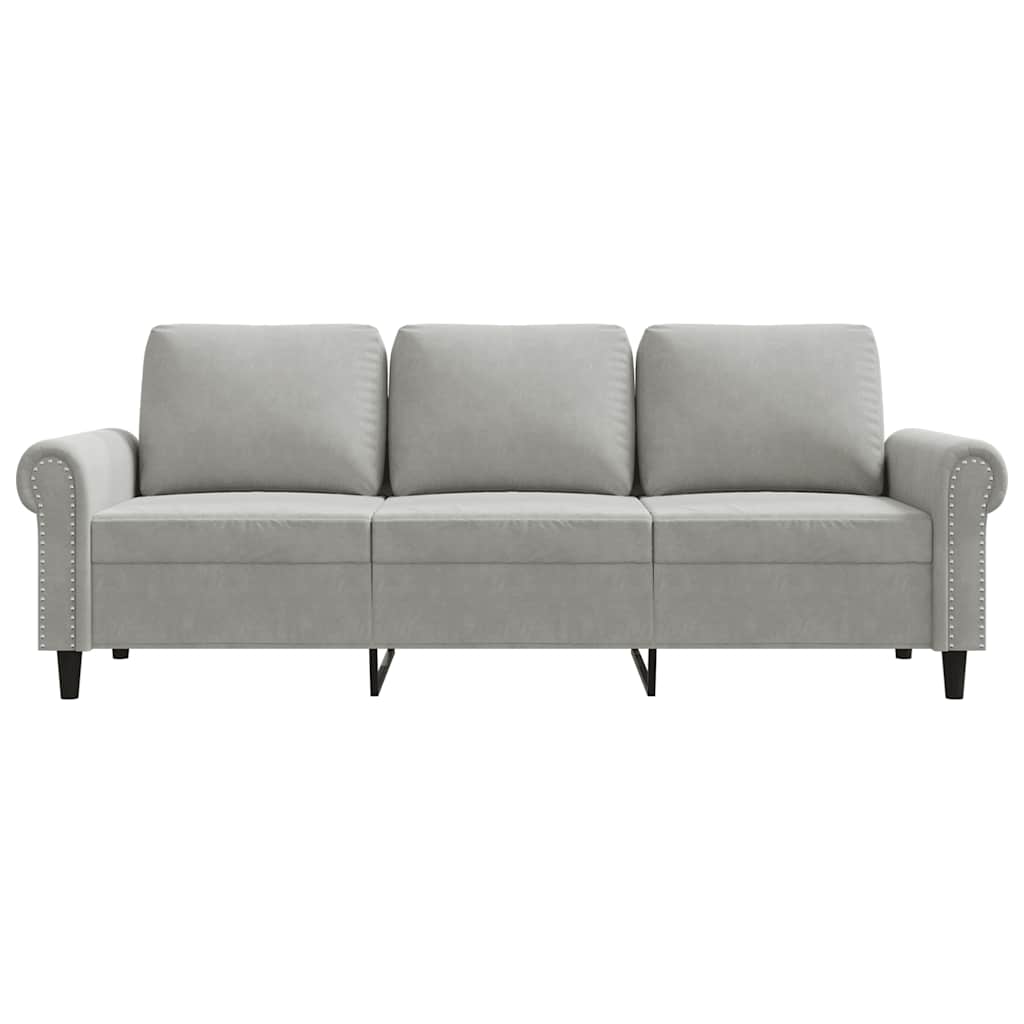 Driezitsbank 180 cm fluweel lichtgrijs