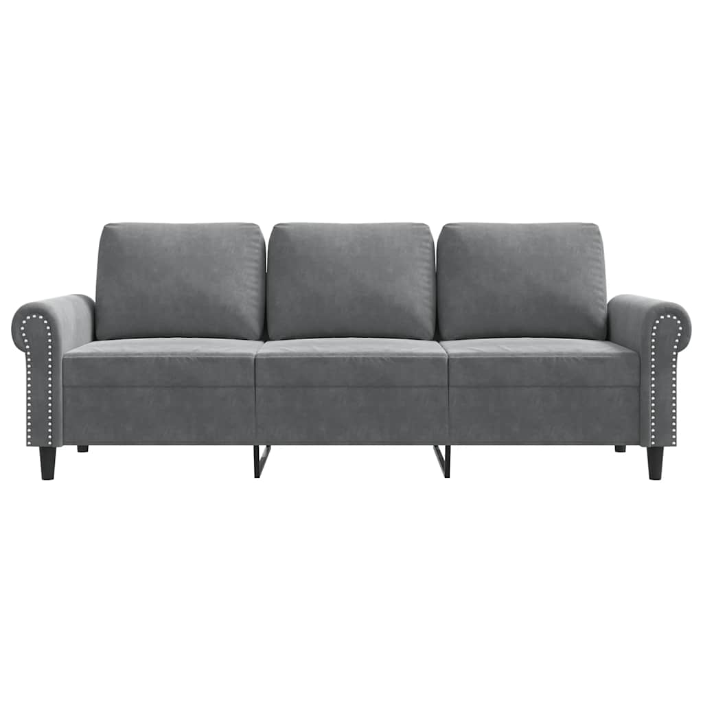 Driezitsbank 180 cm fluweel donkergrijs