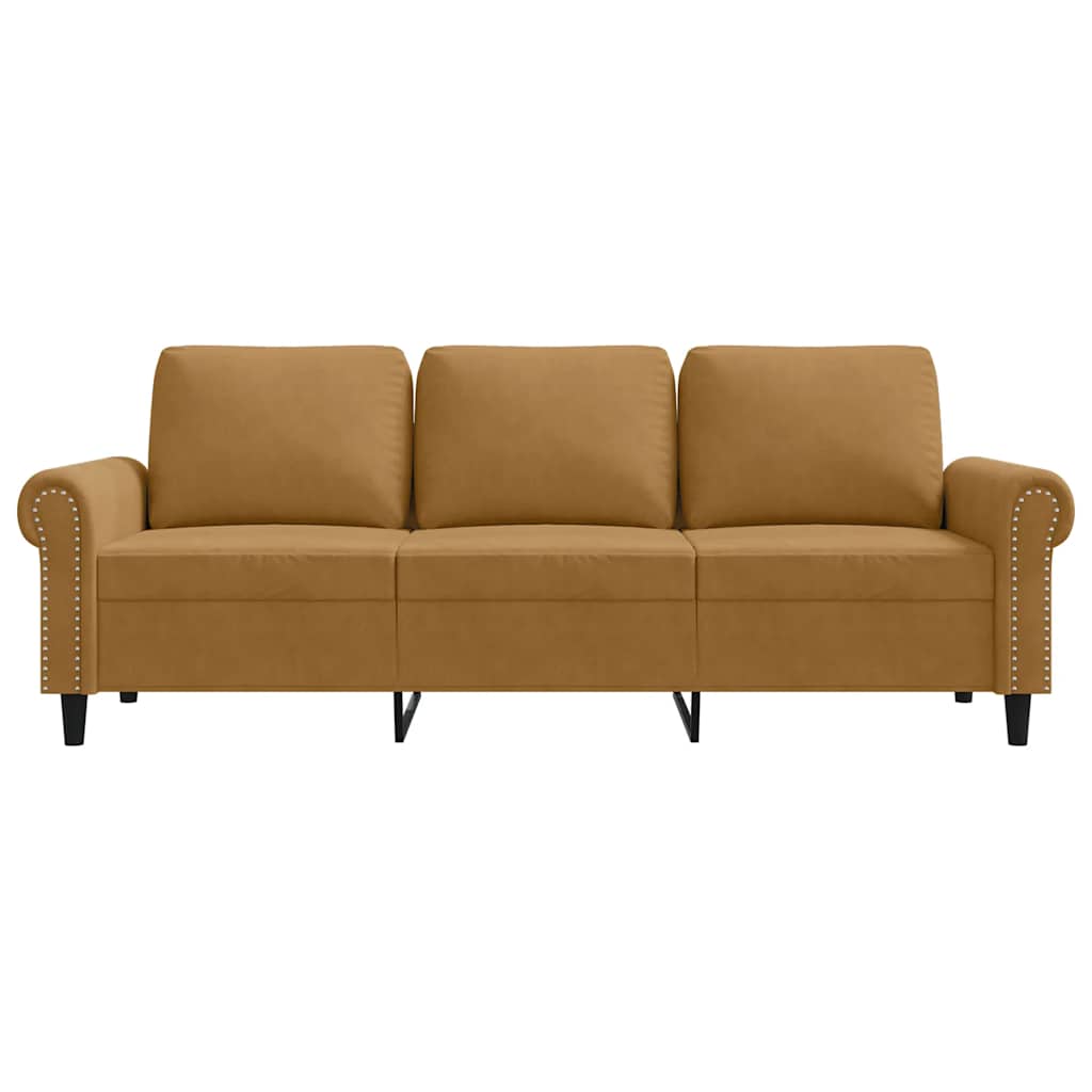 Driezitsbank 180 cm fluweel bruin