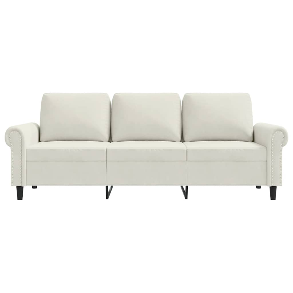 Driezitsbank 180 cm fluweel crèmekleurig