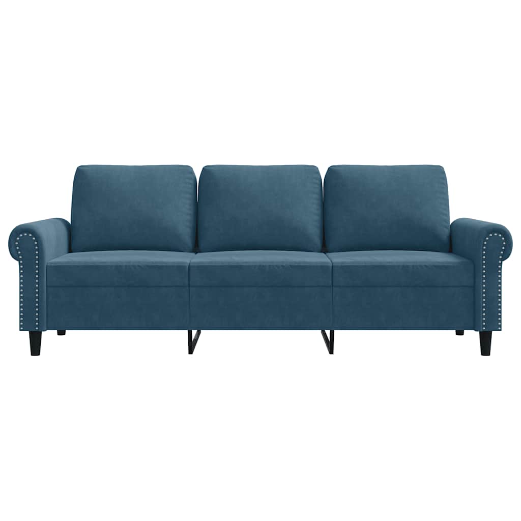 Driezitsbank 180 cm fluweel blauw